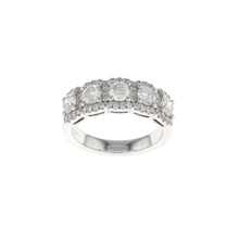 Load image into Gallery viewer, Five Stone Diamond Cushion Halo Band Ring (1.58CTW)