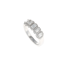 Load image into Gallery viewer, Five Stone Emerald Cut Diamond Halo Ring (1.00CTW)