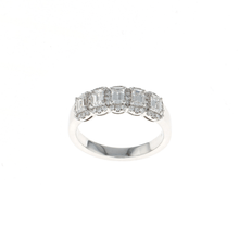 Load image into Gallery viewer, Five Stone Emerald Cut Diamond Halo Ring (1.00CTW)