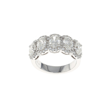 Load image into Gallery viewer, Five Stone Oval Diamond Halo Pave Ring (3.00CTW)