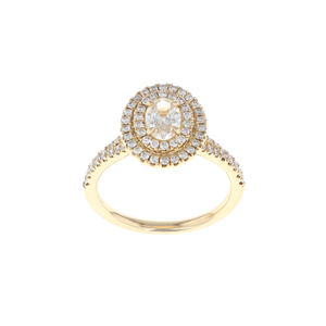 Oval Double Halo Complete Engagement Ring (0.94CTW)