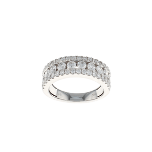 14K White Gold 3 Row Multi Pave Channel Diamond Band 1.50CTW
