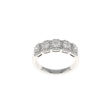 Load image into Gallery viewer, Five Stone Round Diamond Halo Pave Ring (1.04CTW)
