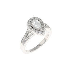 Pear Halo Complete Engagement Ring (1.00CTW)
