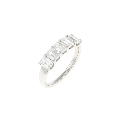 Emerald Cut 5 Stone Platinum Diamond Band (2.02CTW)