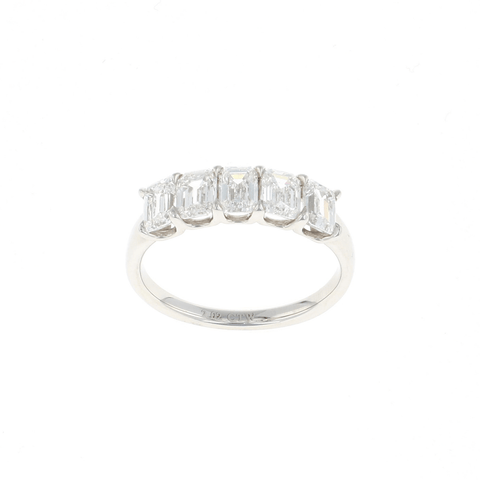 Emerald Cut 5 Stone Platinum Diamond Band (2.02CTW)