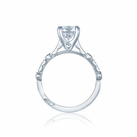 Tacori 18k White Gold Sculpted Crescent Princess Diamond Engagement Ring Setting  (0.15 CTW)