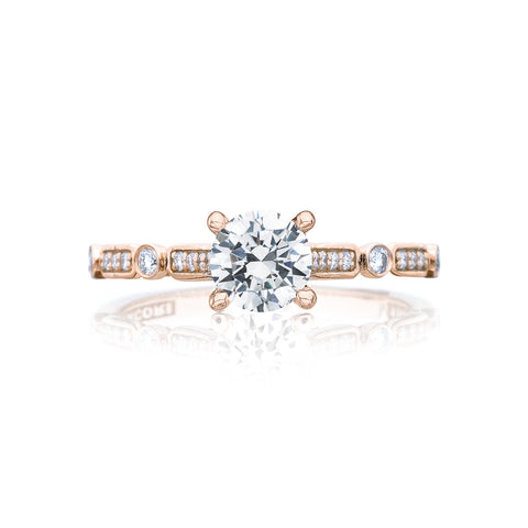 Tacori 18k Rose Gold Sculpted Crescent Round Diamond Engagement Ring Setting (0.15 CTW)