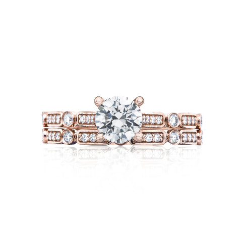 Tacori 18k Rose Gold Sculpted Crescent Round Diamond Engagement Ring Setting (0.15 CTW)