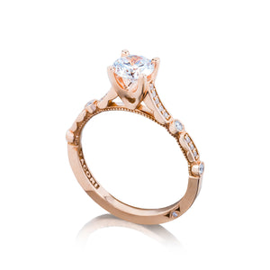 Tacori 18k Rose Gold Sculpted Crescent Round Diamond Engagement Ring (0.15 CTW)