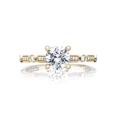 Tacori 18k Yellow Gold Sculpted Crescent Round Diamond Engagement Ring Setting  (0.15 CTW)