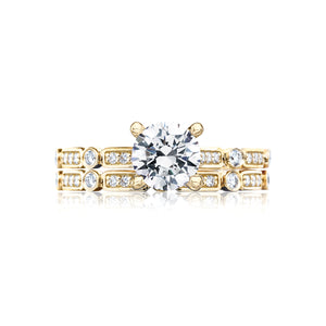Tacori 18k Yellow Gold Sculpted Crescent Round Diamond Engagement Ring (0.15 CTW)