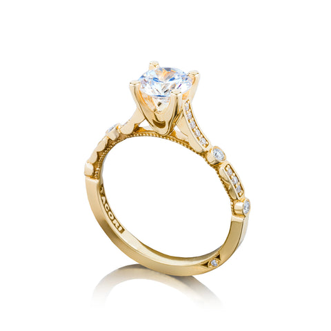 Tacori 18k Yellow Gold Sculpted Crescent Round Diamond Engagement Ring Setting  (0.15 CTW)