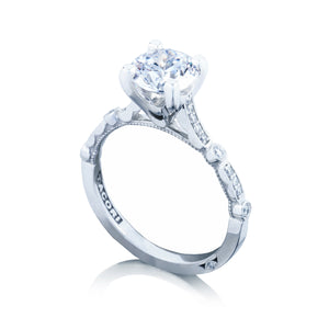 Tacori 18k White Gold Sculpted Crescent Round Diamond Engagement Ring (0.15 CTW)