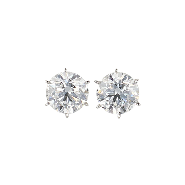 Round 4.02CTW Diamond Stud Earrings