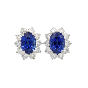 Estate Tiffany & Co. Diamond & Sapphire Platinum Earrings