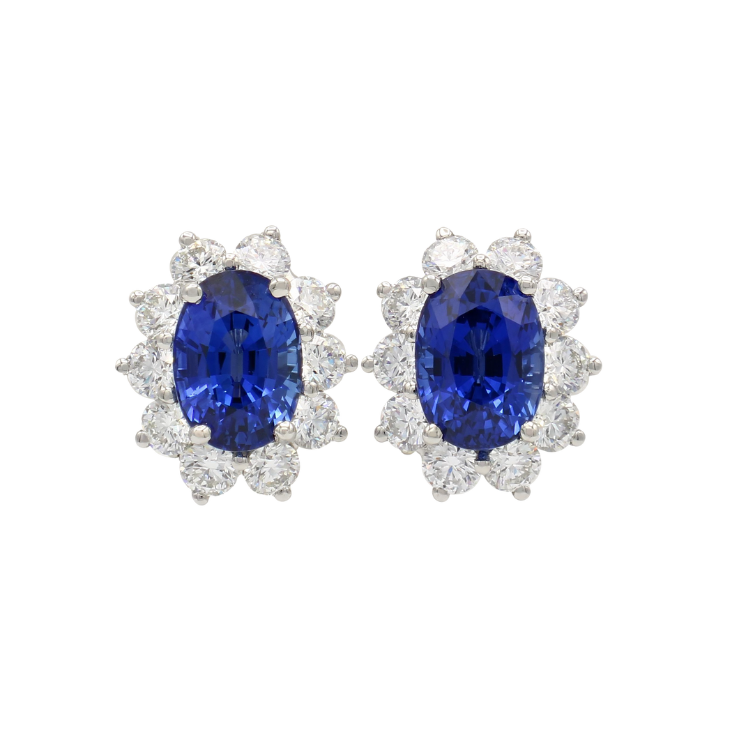 Estate Tiffany & Co. Diamond & Sapphire Platinum Earrings
