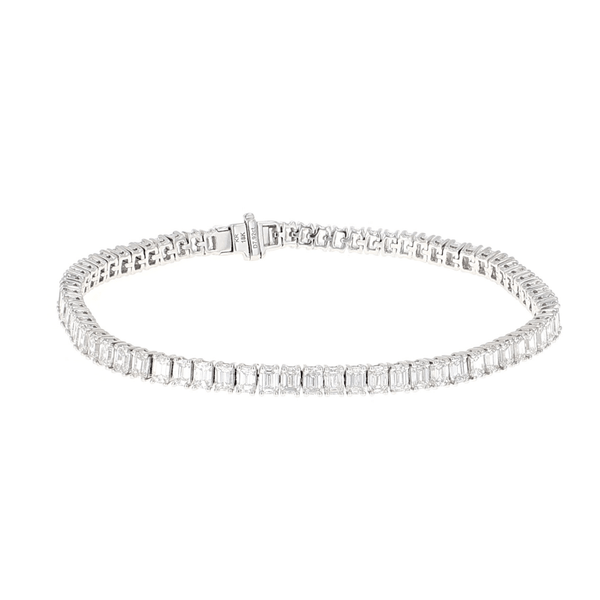 Emerald Cut Diamond Tennis Bracelet 7.92CTW 18K White Gold