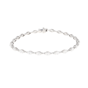 Estate 18K White Gold East West Marquis Diamond Tennis Bracele