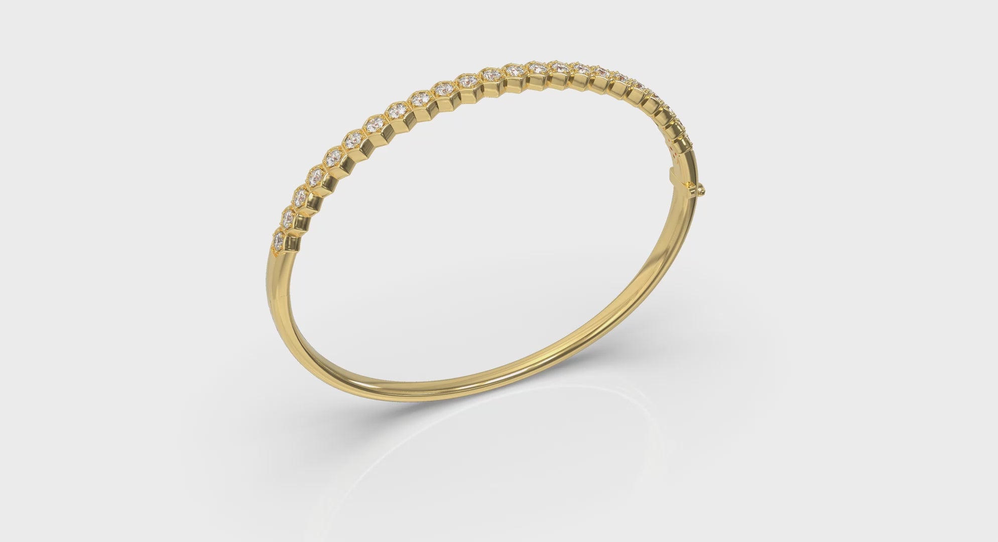 Vlora Serafina 14K Diamond Honeycomb Hinged Bangle (Diamond 1.38CTW)