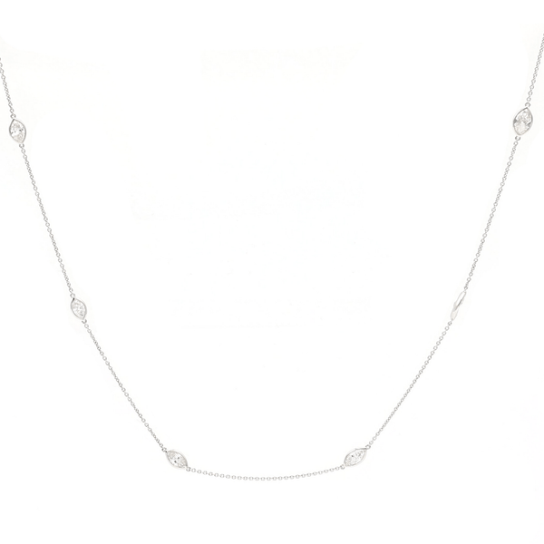 Marquis 4.27CTW Diamonds by the Yard Necklace 18K White Gold