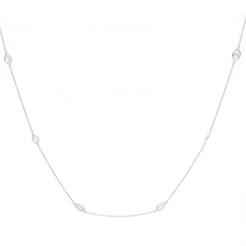 Marquis 4.27CTW Diamonds by the Yard Necklace 18K White Gold