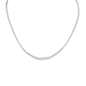Round 5.69CTW Graduated Diamond Riviera Necklace 14K White Gold
