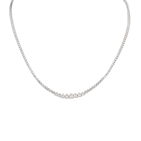 Round 5.69CTW Graduated Diamond Riviera Necklace 14K White Gold