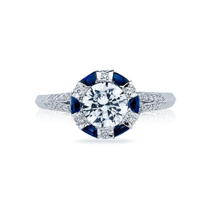 Tacori 18 White Gold Simply Tacori Round Diamond Engagement Ring Setting (0.28 Diamond & .41 Sapphire CTW)