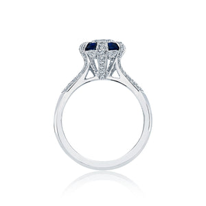 Tacori 18 White Gold Simply Tacori Round Diamond Engagement Ring Setting (0.28 Diamond & .41 Sapphire CTW)