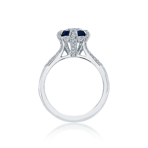 Tacori 18 White Gold Simply Tacori Round Diamond Engagement Ring (0.28 Diamond & .41 Sapphire CTW)