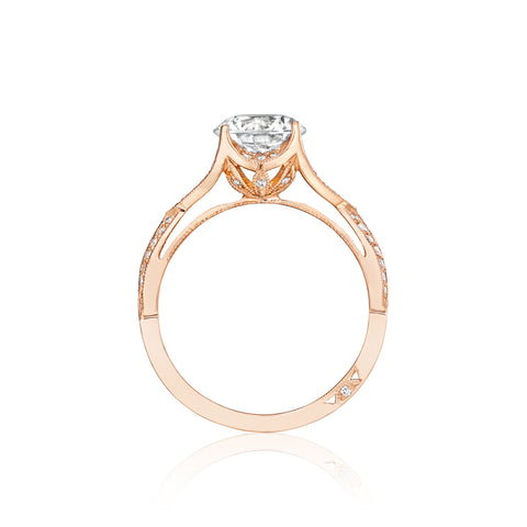Tacori 18k Rose Gold Ribbon Round Diamond Engagement Ring (0.75 CTW)