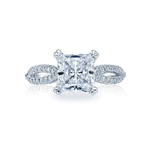 Tacori 18k White Gold Ribbon Princess Diamond Engagement Ring (0.27 CTW)