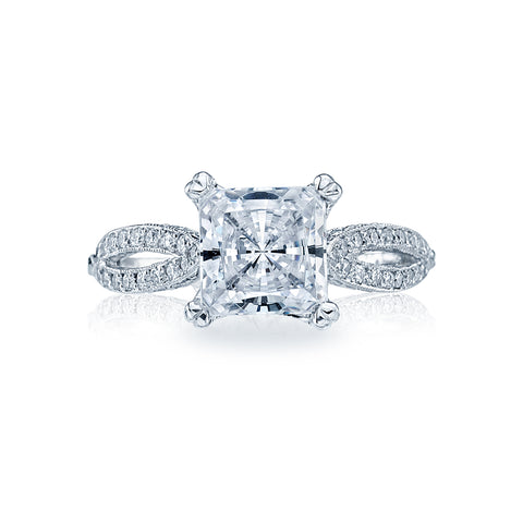 Tacori 18k White Gold Ribbon Princess Diamond Engagement Ring Setting  (0.27 CTW)