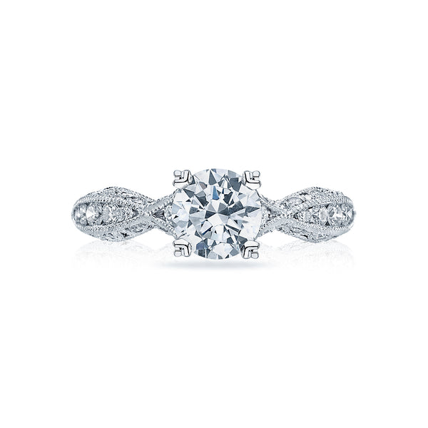 Tacori 18k White Gold Classic Crescent Round Diamond Engagement Ring Setting (0.41 CTW)