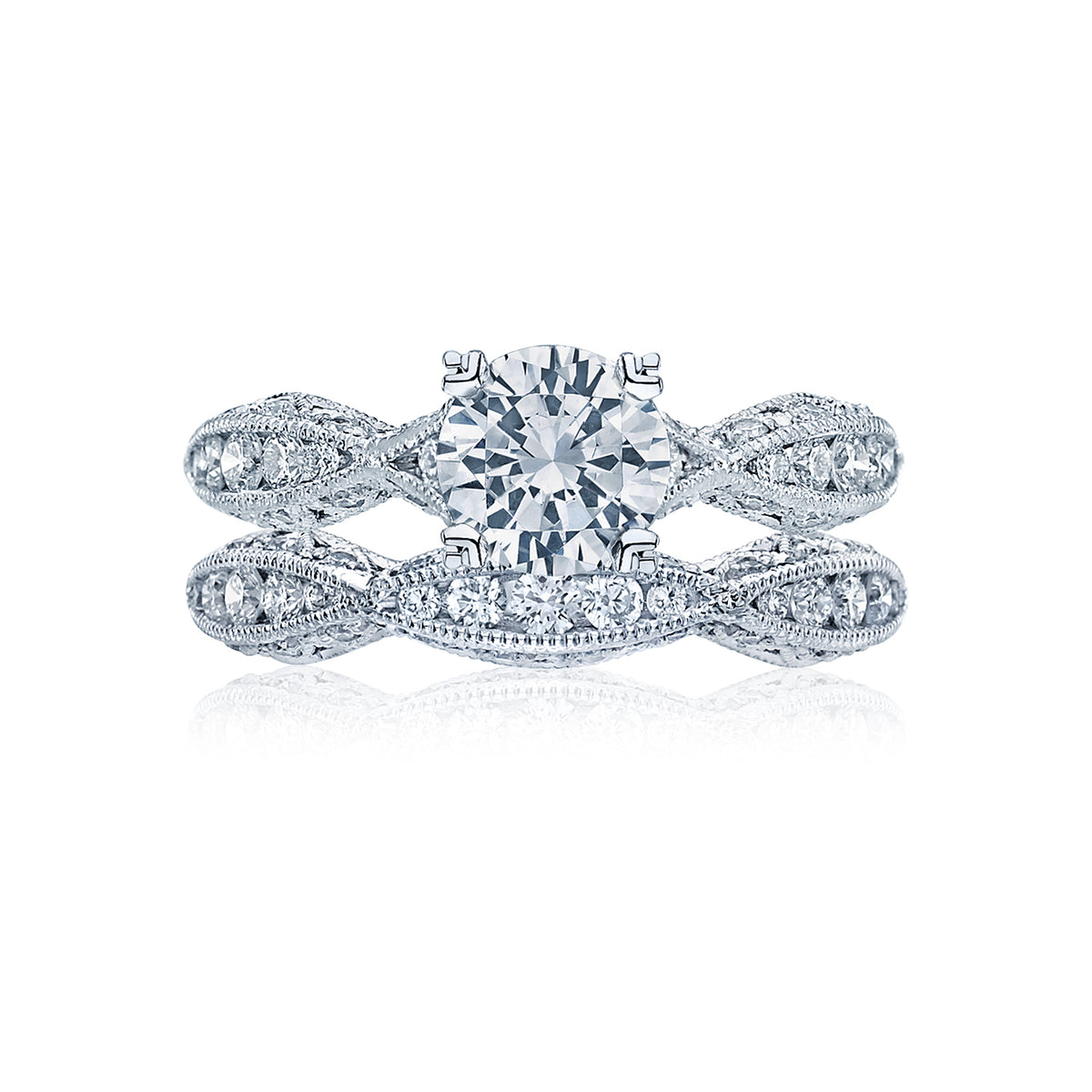 Crescent Rounds Vs Rounds Tacori 18k White Gold Classic Crescent Round Diamond Engagement Ring S