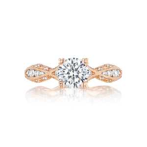 Tacori 18k Rose Gold Classic Crescent Round Diamond Engagement Ring (0.41CTW)