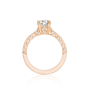Tacori 18k Rose Gold Classic Crescent Round Diamond Engagement Ring (0.41CTW)