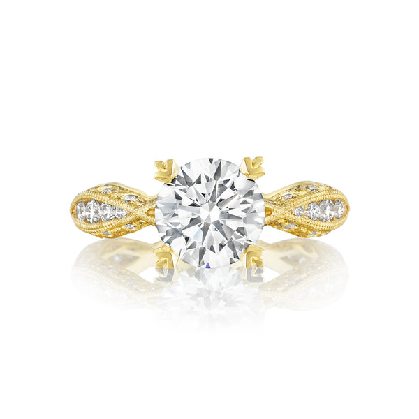 Tacori 18k Yellow Gold Classic Crescent Round Diamond Engagement Ring Setting  (0.85 CTW)