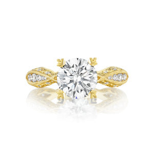 Tacori 18k Yellow Gold Classic Crescent Round Diamond Engagement Ring (0.85 CTW)
