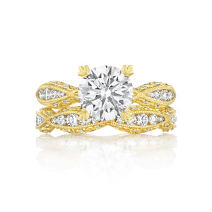 Tacori 18k Yellow Gold Classic Crescent Round Diamond Engagement Ring (0.85 CTW)