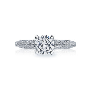 Tacori 18k White Gold Classic Crescent Round Diamond Engagement Ring (0.22CTW)