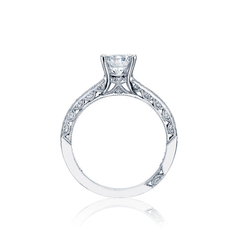 Tacori 18k White Gold Classic Crescent Round Diamond Engagement Ring Setting (0.22CTW)