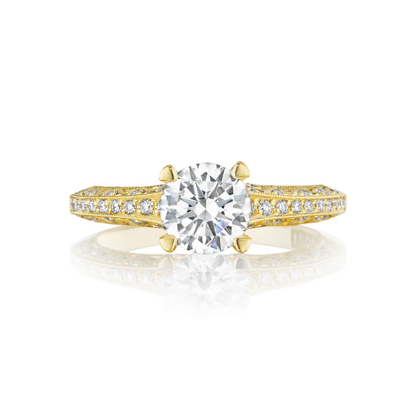Tacori 18k Yellow Gold Classic Crescent Round Diamond Engagement Ring Setting  (0.22 CTW)