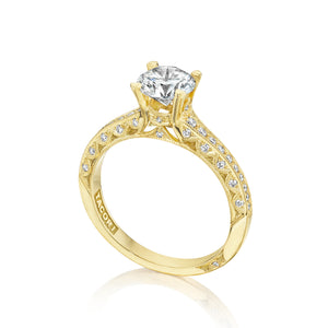 Tacori 18k Yellow Gold Classic Crescent Round Diamond Engagement Ring (0.22 CTW)