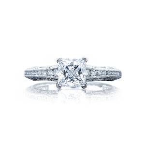 Tacori 18k White Gold Reverse Crescent Princess Diamond Engagement Ring (0.25 CTW)
