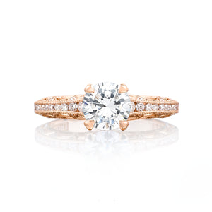 Tacori 18k Rose Gold Reverse Crescent Round Diamond Engagement Ring (0.25 CTW)