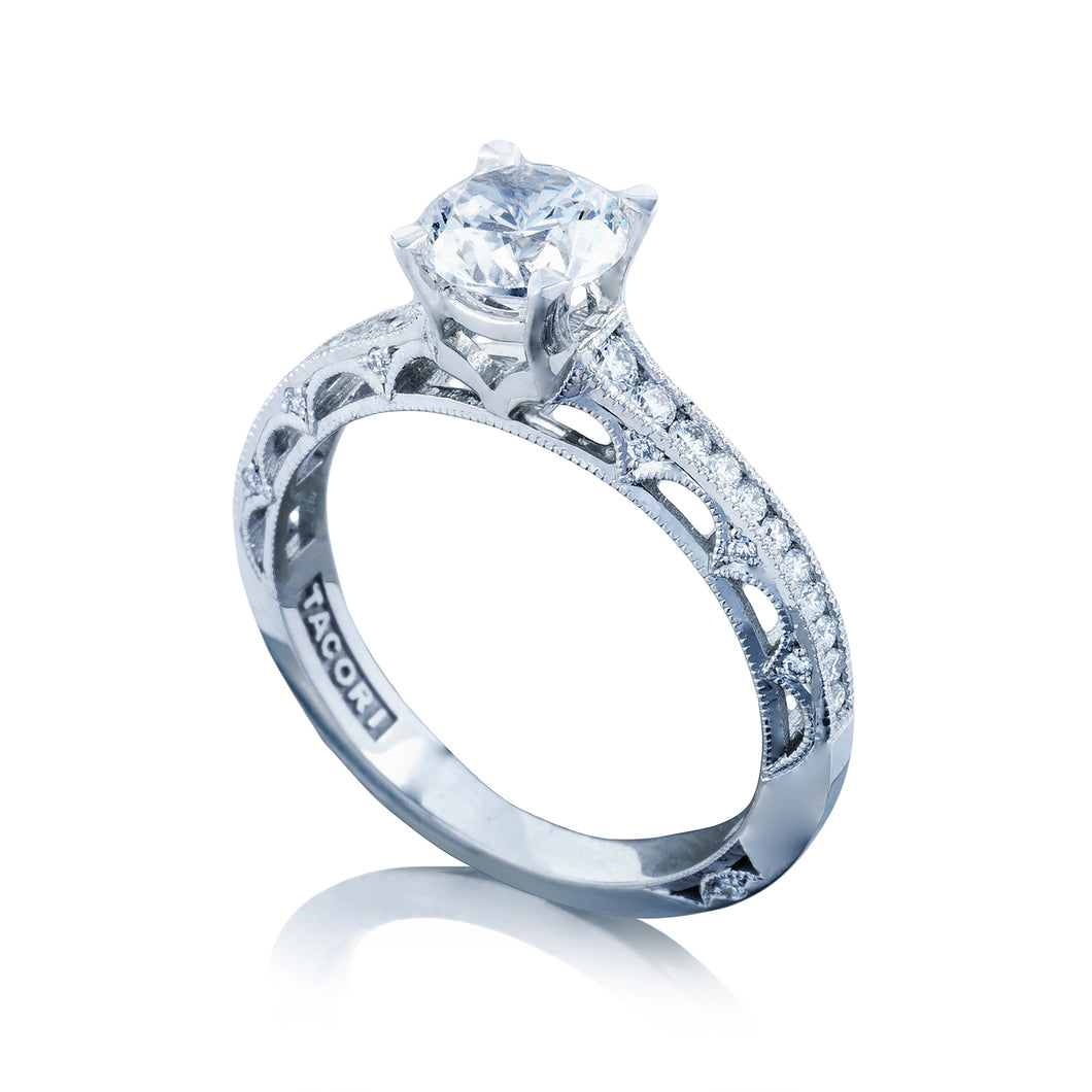 Tacori 18k White Gold Reverse Crescent Round Diamond Engagement Ring (0.25 CTW)