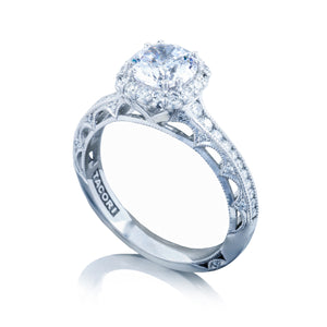Tacori 18k White Gold Reverse Crescent Round Diamond Engagement Ring (0.45 CTW)