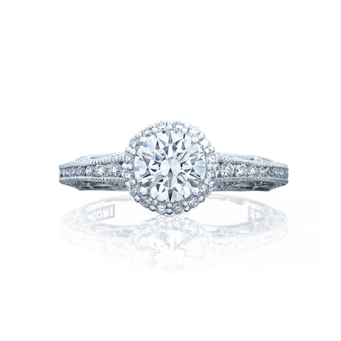 Tacori 18k White Gold Reverse Crescent Round Diamond Engagement Ring Setting (0.37 CTW)